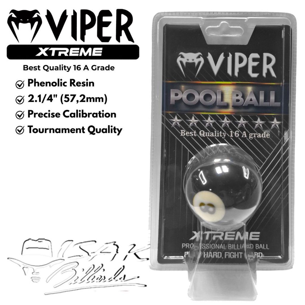 Bola Viper Pool Ball Eceran Nomor 8 - 2.1/4" - Billiard Ball Biliar Pool Besar Bilyar