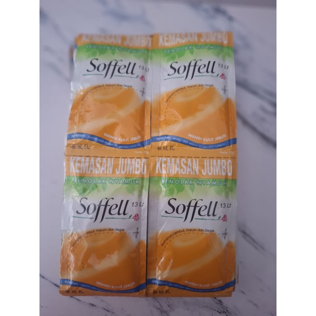 Soffell Nyamuk Lotion Sachet 1 Renteng Isi 12 Sachet / Soffel Jeruk Sachet / Soffel Bengkoang