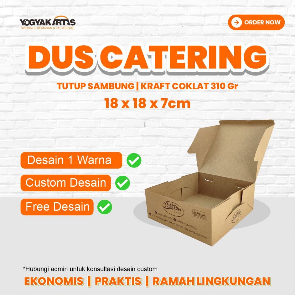 Dus Catering Tutup Sambung 18 | Box Catering Kraft | Kemasan Nasi Custom