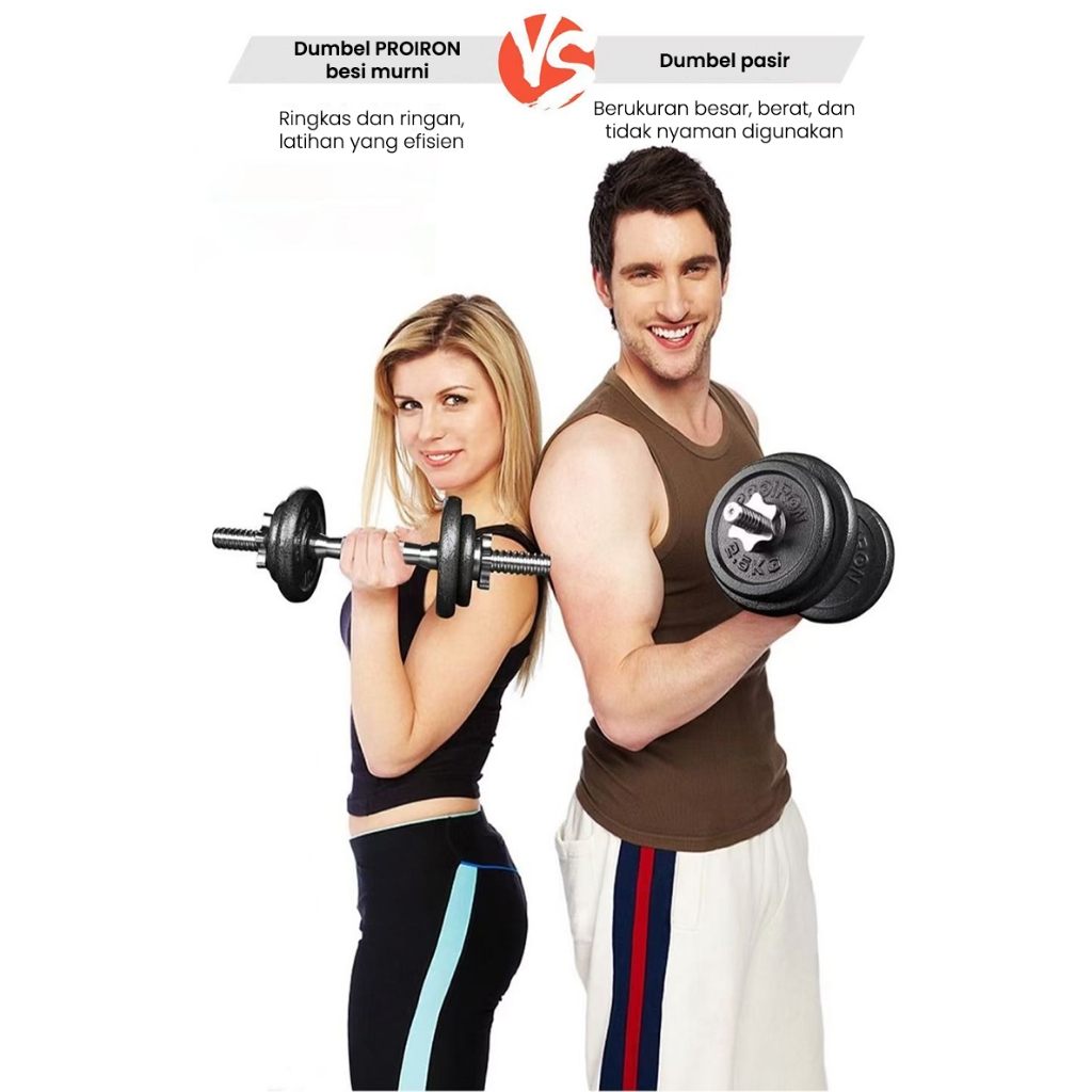 Dumbell Barbel 50kg 30KG 20KG/50KG Peralatan Fitness Barbel Disambung Tiang Angkat Dengan