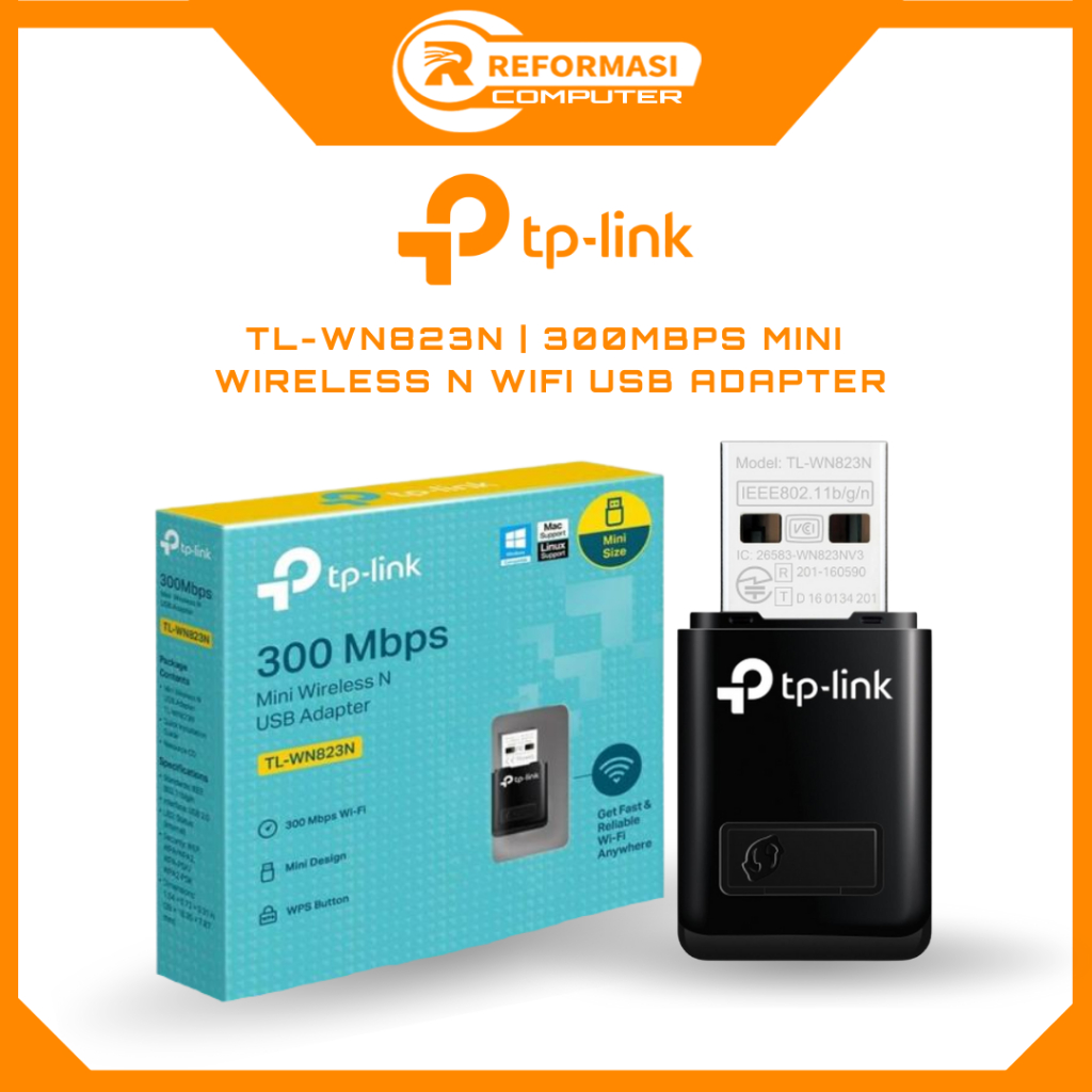 TP-LINK USB Wifi Adapter Mini 300Mbps TL- WN823N TP LINK TPLINK WN 823N