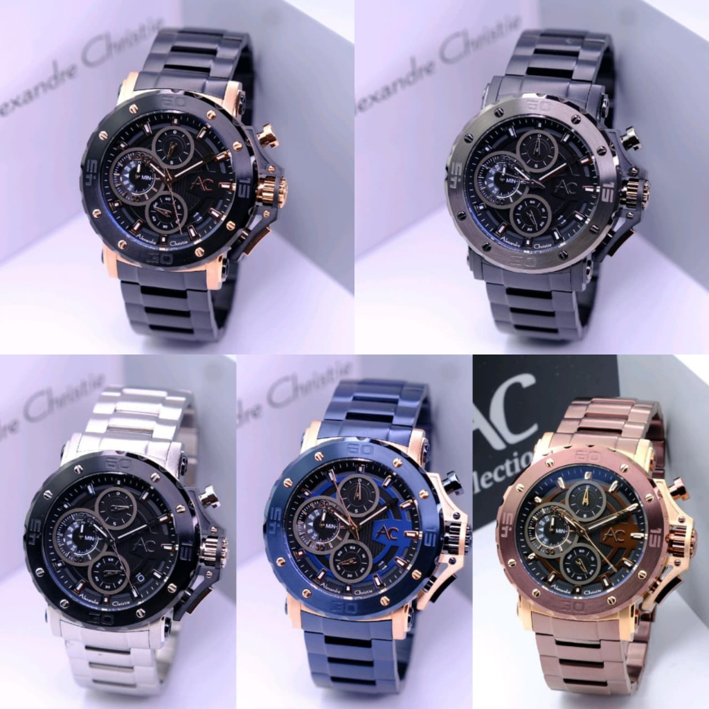 JAM TANGAN PRIA ALEXANDRE CHRISTIE COLLECTION AC 9205 AC9205 BLACK ROSEGOLD ORIGINAL