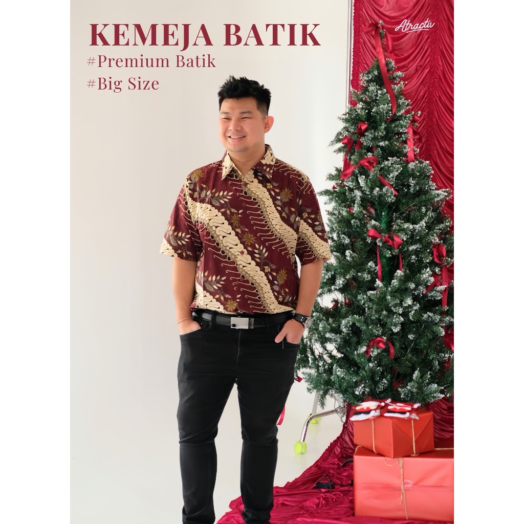 ATRACTIV Kemeja Batik Jumbo Pria LD120 Kemeja Batik Bigsize BB100kg Katun Premium