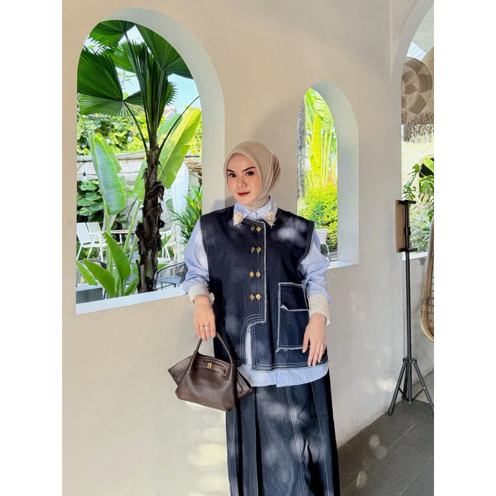 JENI SET VEST DENIM (Include Kemeja & Vest) bisa dipakai terpisah
