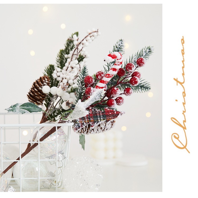 Dekorasi pohon natal hiasan natal daun Cemara pinus artificial hiasan daun xmas