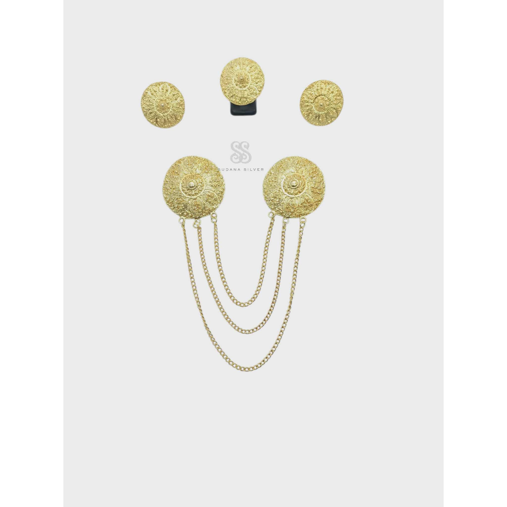 Set Bros Kebaya Kancing Jawan Polos Clip Alpaka Bali Gold Plated Aksesoris Fashion