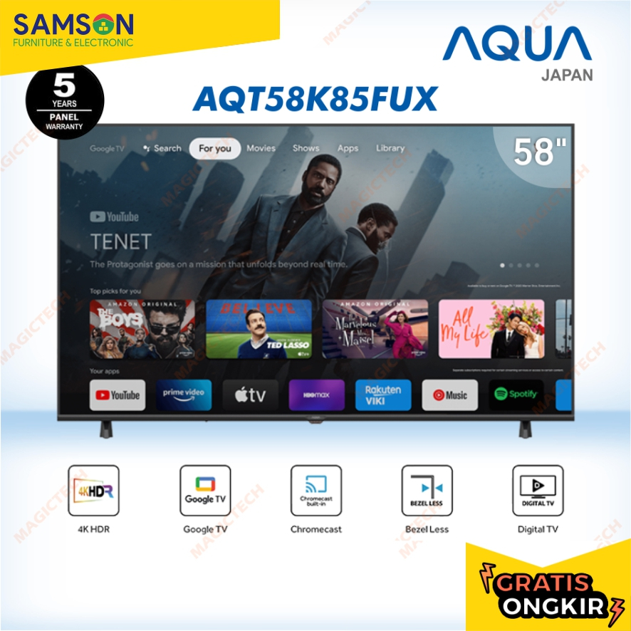 TV AQUA 58 INCH / 58" AQT58K85FUX SMART GOOGLE TV 4K UHD HDR 58K85FUX