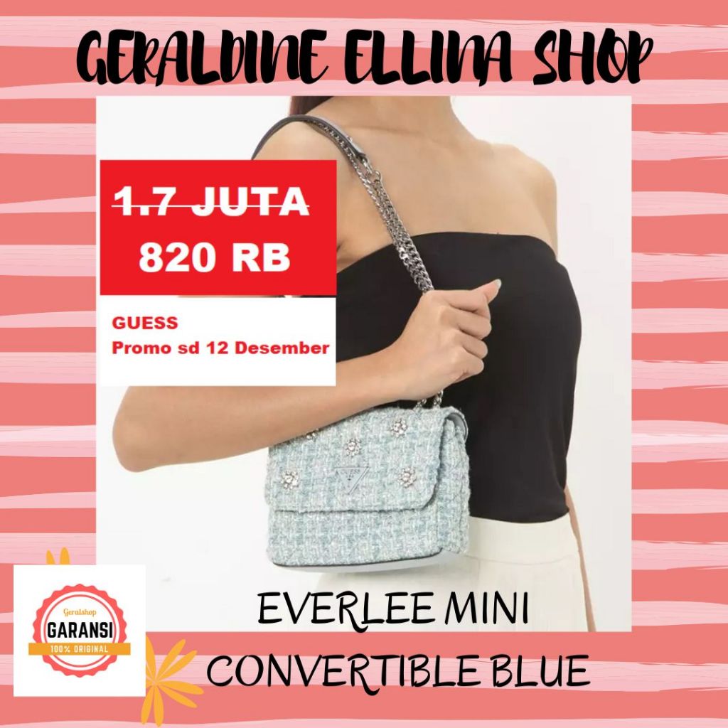 Tas Guess wanita sling bag original 100% seri EVERLEE MINI CONVERTIBLE