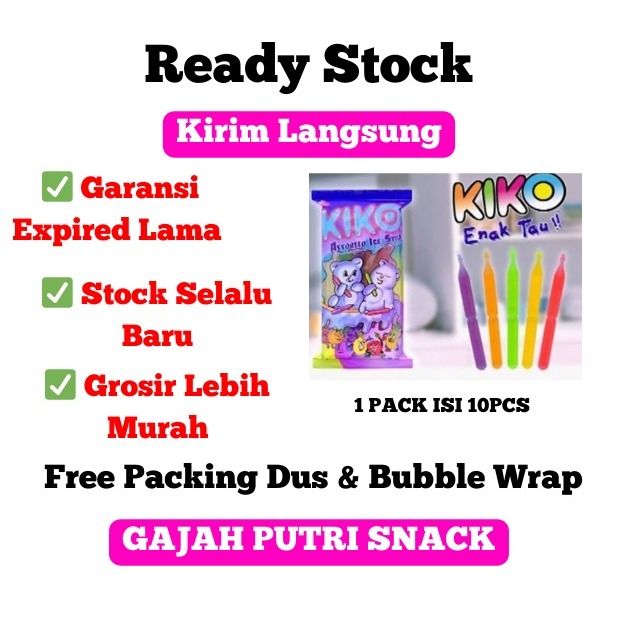 KIKO Ice Stik Aneka Rasa Buah Es Lilin Beku Manis Segar Favorit Anak --1 Pack Isi 10 Pcs Ready Stock