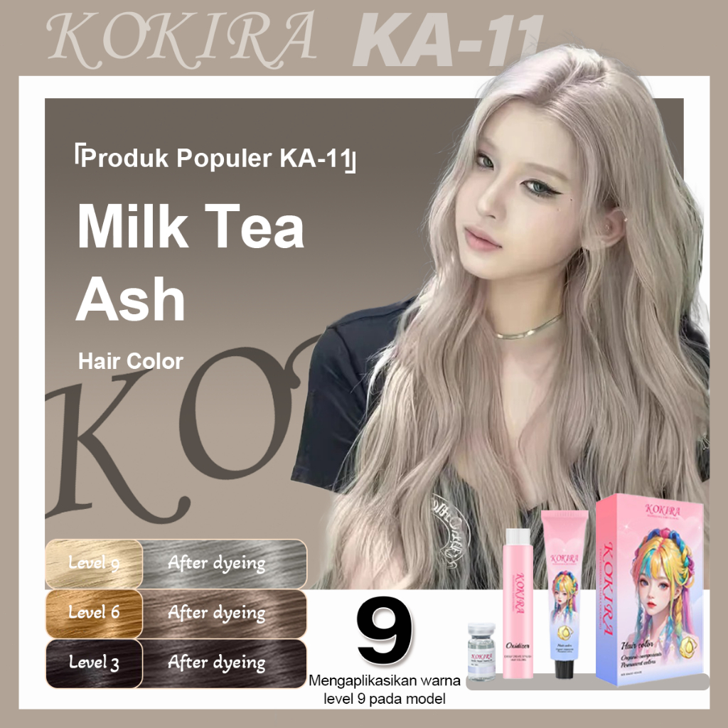 Kokira Milk Tea Ash-11 hair color 200ml+Hair care essential oil, cat rambut, pewarna rambut, warna r