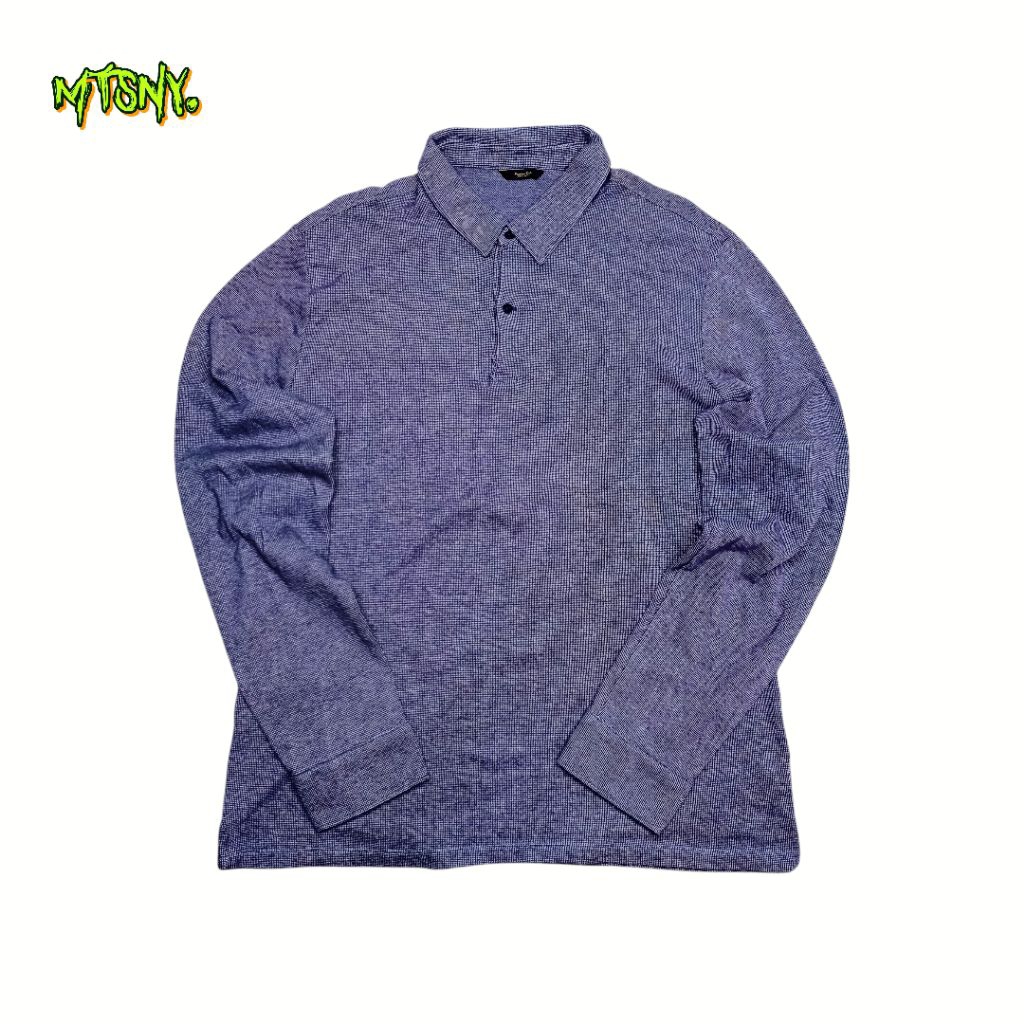 Kemeja Kaos Polo Shirt Massimo Dutti Retro Vintage Long Sleeve Lengan Panjang