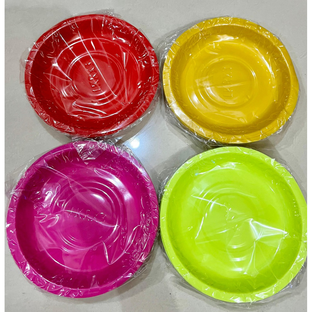 Piring Mika Warna 20 Pcs/ Piring Plastik kue ulang tahun dan pesta / Piring plastik mika