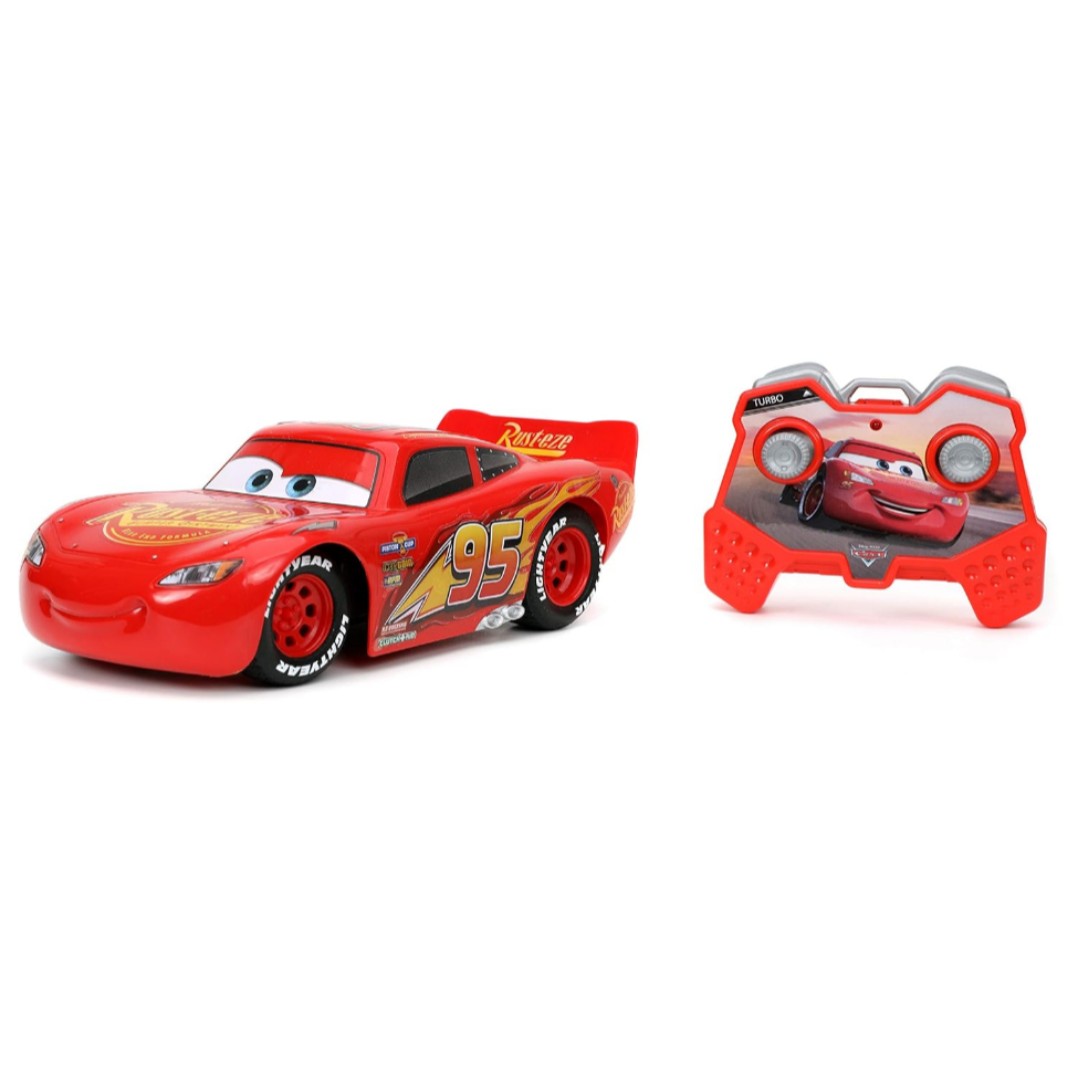 Jada Toys Pixar Cars 1:24 Lightning McQueen RC Remote Control Car 2.4 GHz Red Toys for Kids