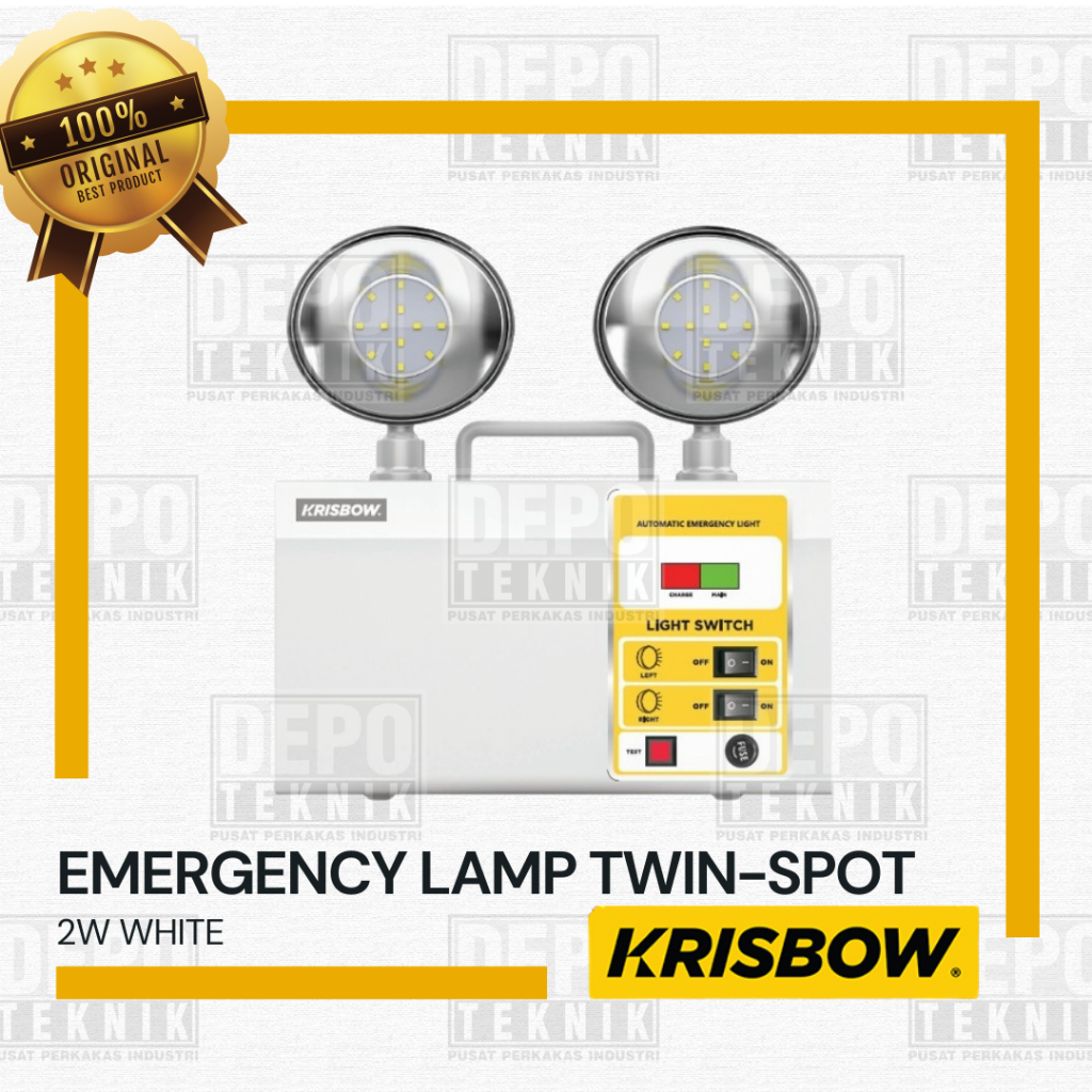 KRISBOW Emergency Lamp Twin-Spot 2W White / Lampu Darurat Putih
