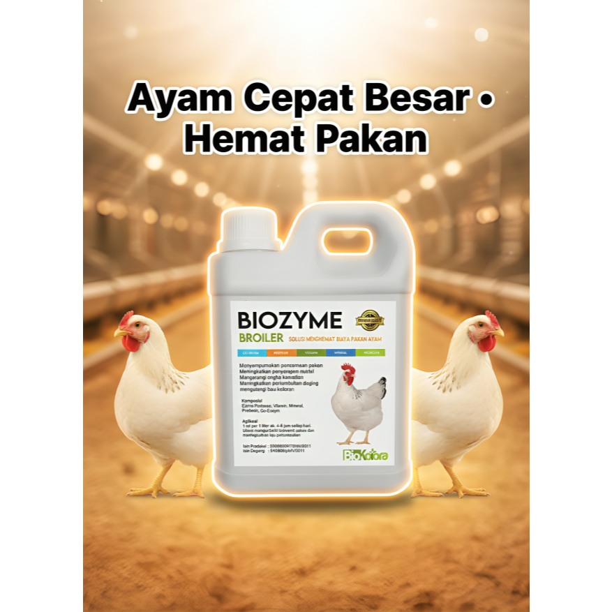 Terbaru Biozyme Broiler Untuk Pakan Anak Ayam Cepat Besar ( 1000 ml) Asli Original