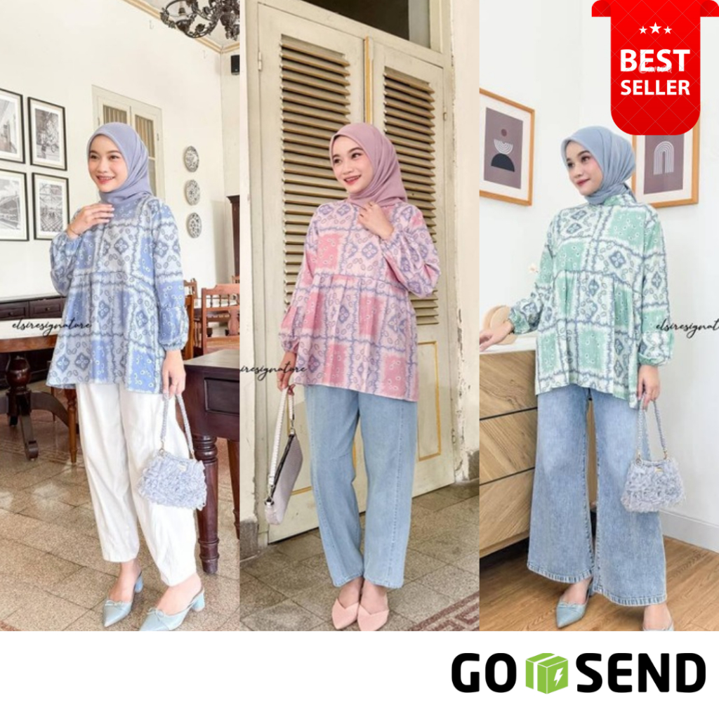 Baju atasan tunik tunic batik jumputan kondangan wanita kekinian