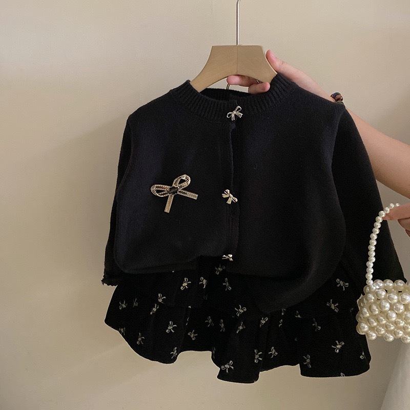 Pikaru Store set cardigan 3in1 anak 1-8 tahun motif korea dress