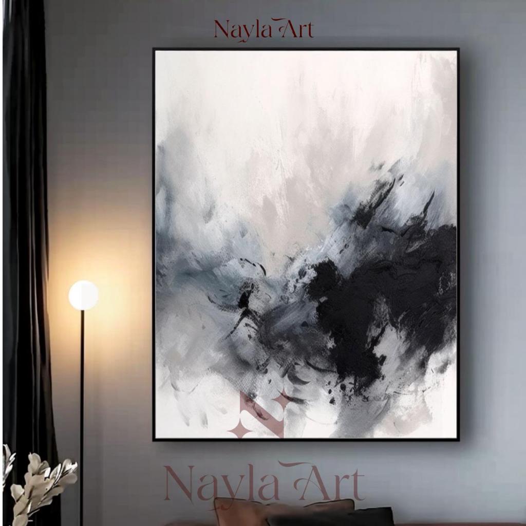 Lukisan Dinding Hitam Putih Aesthetic Kanvas