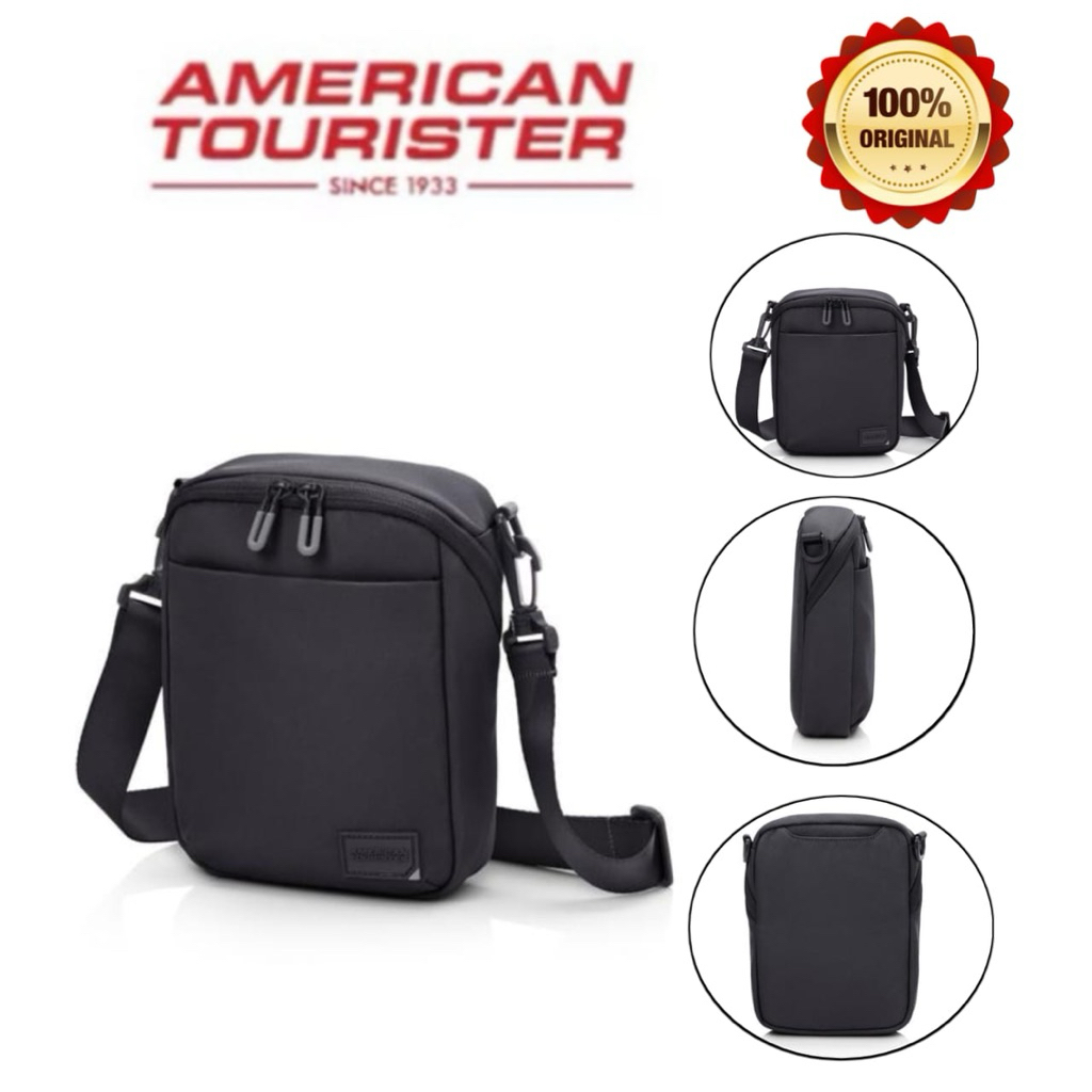 Tas Selempang American Tourister Orbit Original Baru - Black