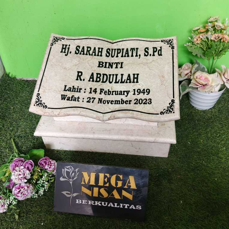 BATU NISAN MARMER(30X40)/PAPAN NAMA KUBURAN/MAESAN MARMER+PCKING KAYU