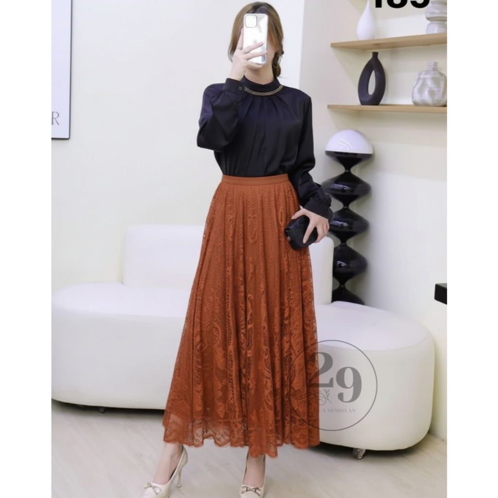 Rok brokat Panjang Rok Brokat Bahan Tile Panjang Fashion Wanita Modern