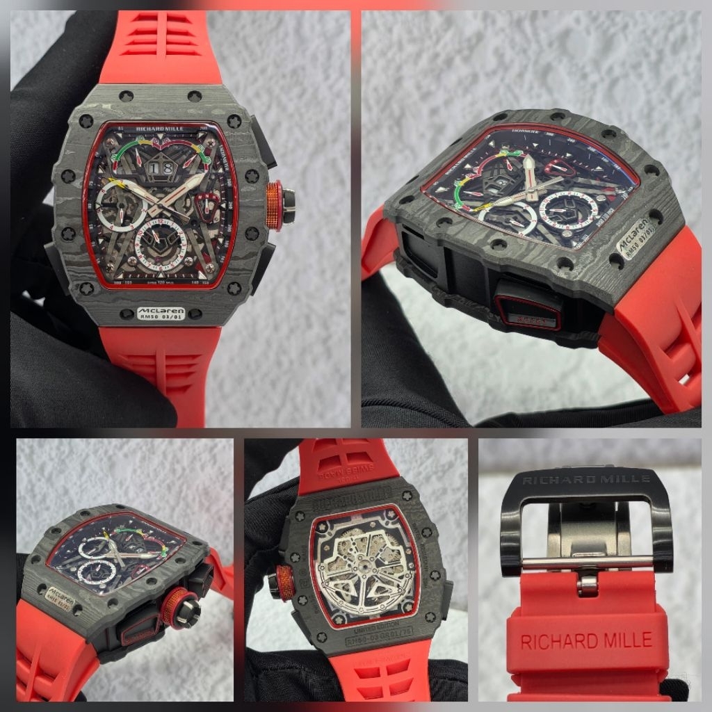 Jam mewah RM automatic 42mm McLaren 50-03 carbon swiss ETA
