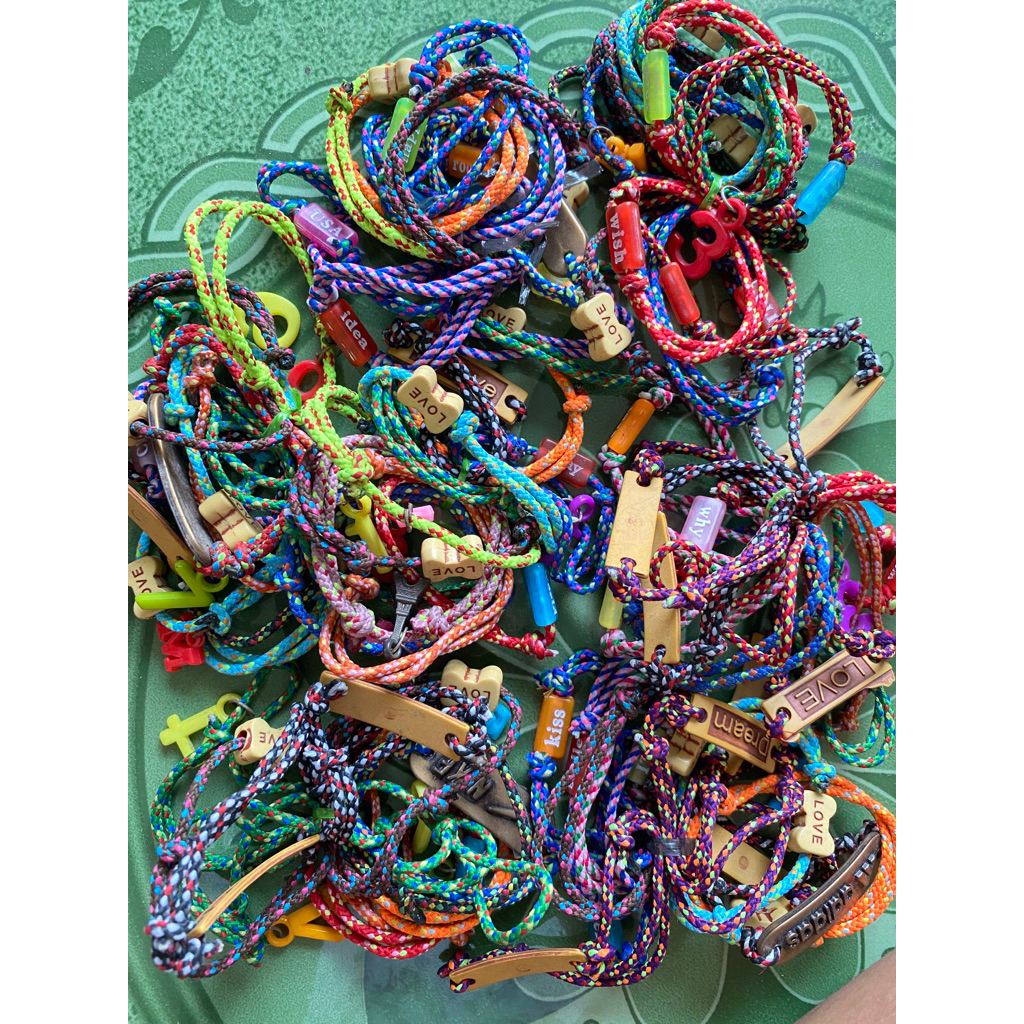 12 PCS GELANG TALI MOTE MUTE SERUT KARAKTER || WARNA WARNI ANAK/ DEWASA/ BABY HURUF ANGKA LOVE BESTF