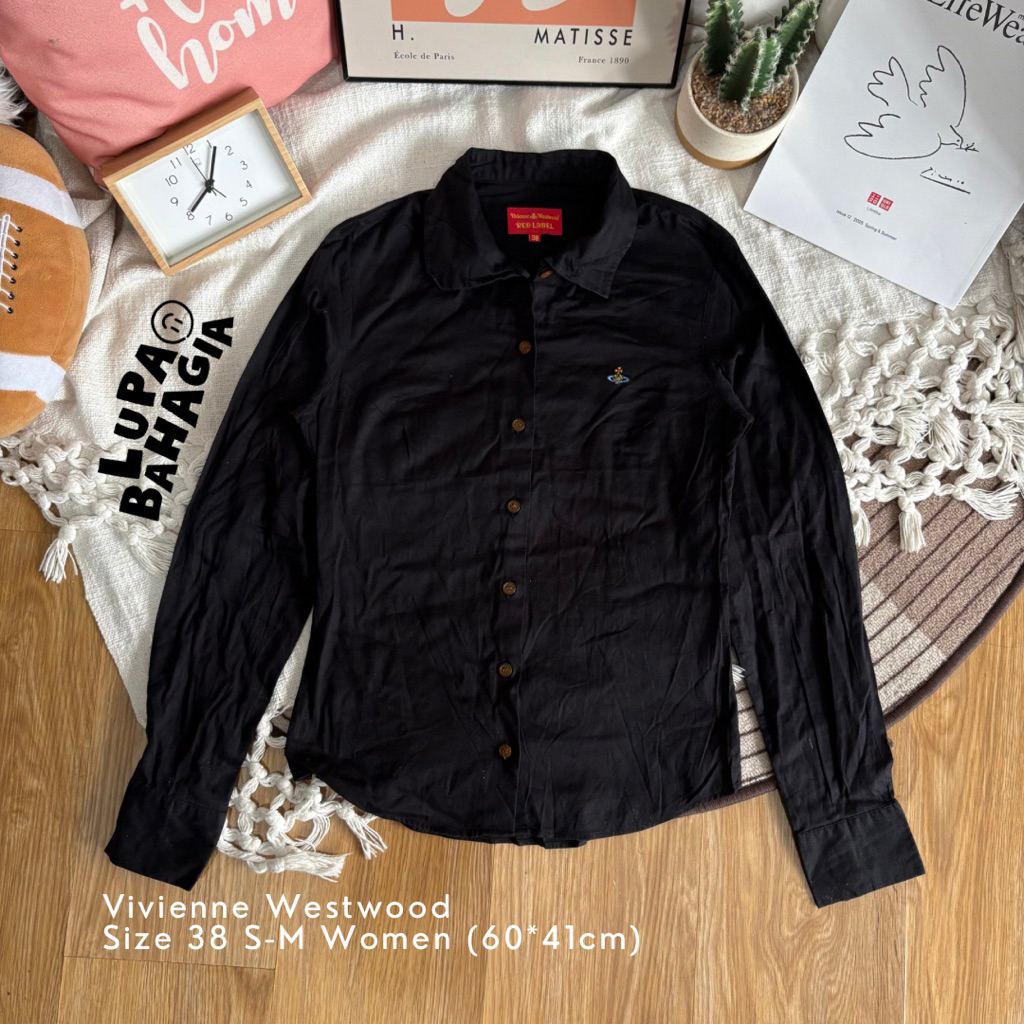 VIVIENNE WESTWOOD Black Women Longshirt size 38 S-M Women • 100% Original (Kemeja Lengan Panjang)