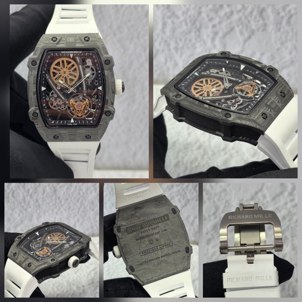 Jam mewah RM automatic 42mm Rafael nadal 27-05 carbon swiss ETA