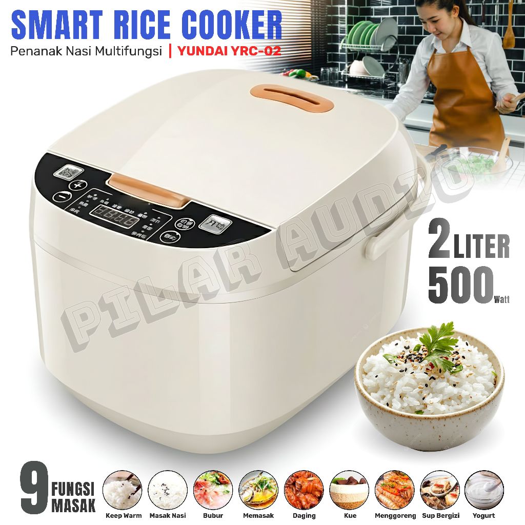 Rice Cooker Penanak Nasi 2Liter YUNDAI YRC-02 Gratis Streamer | Rice Cooker Pintar 2L Kapasitas Besa