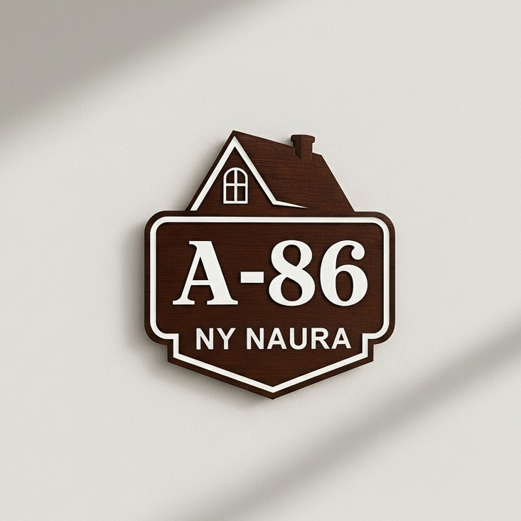 [DEKORASI RUMAH] Plakat Rumah Kayu Estetik - Papan Nama Alamat Minimalis Hitam Coklat