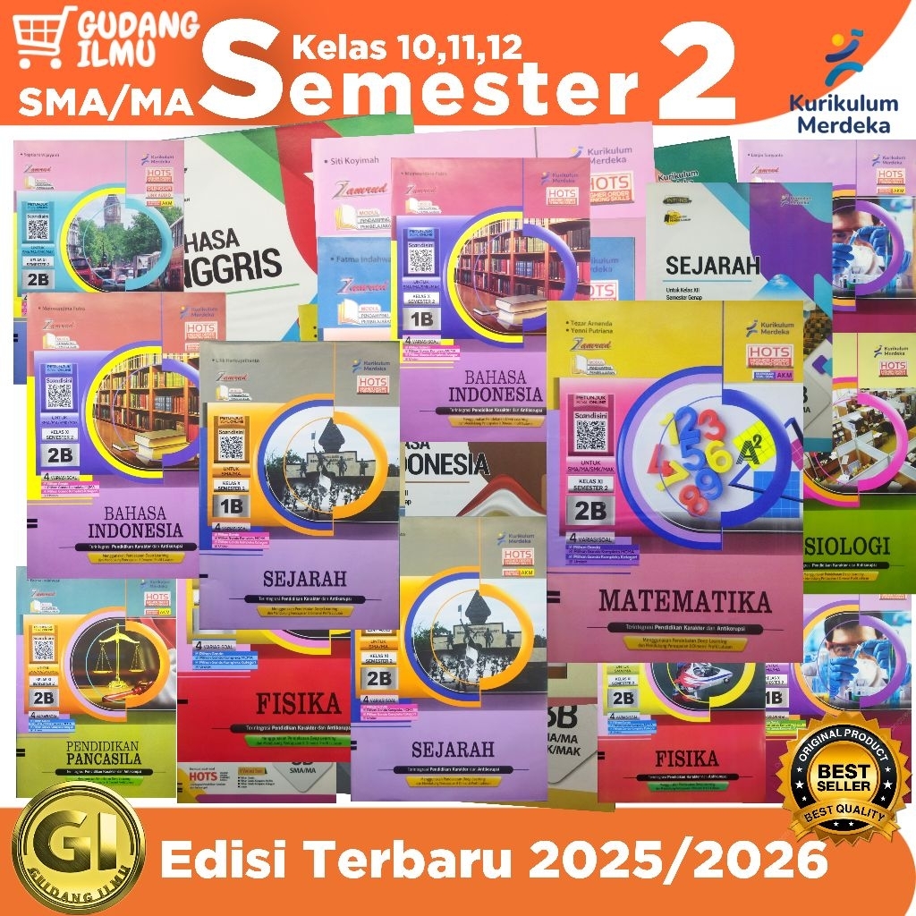 Buku LKS SMA / MA KELAS 10 11 12 semester 2 Kurikulum Merdeka 2025/2026 putra nugraha mtk bahasa ing