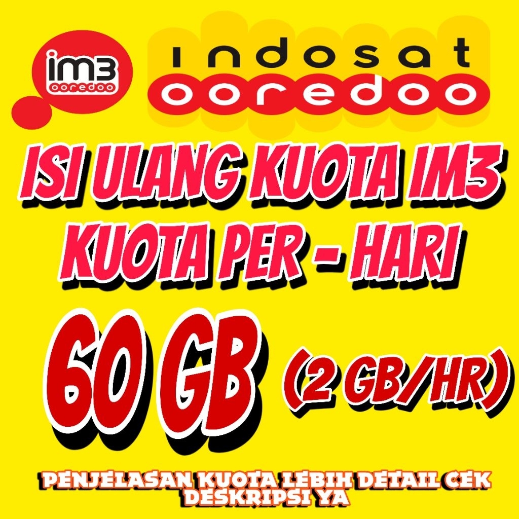 ISI ULANG KUOTA FREEDOM INDOSAT 60 GB BULANAN MURAH PROSES CFPAT