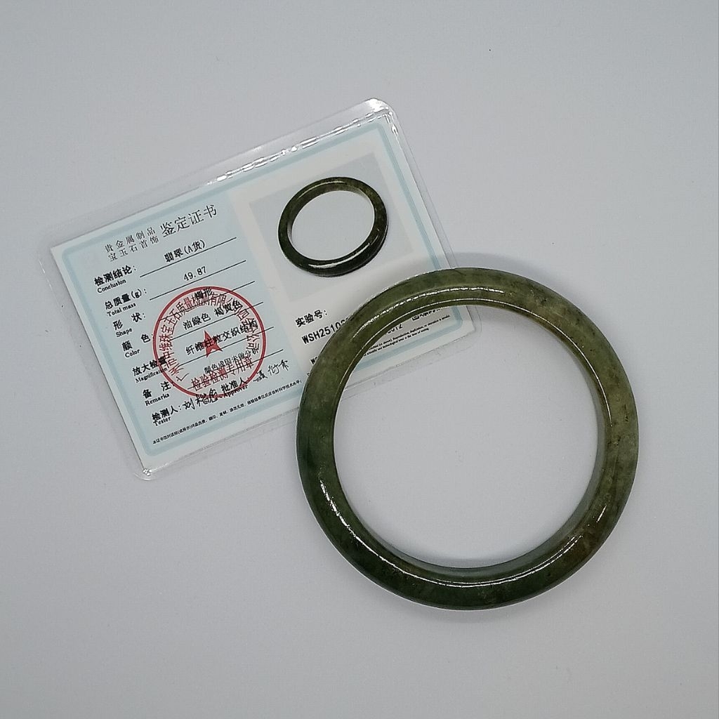 [BACA DESKRIPSI] LIMITED Gelang Giok Jadeite Burma Fei Cui Include Sertifikat 8012 - Original Jade B