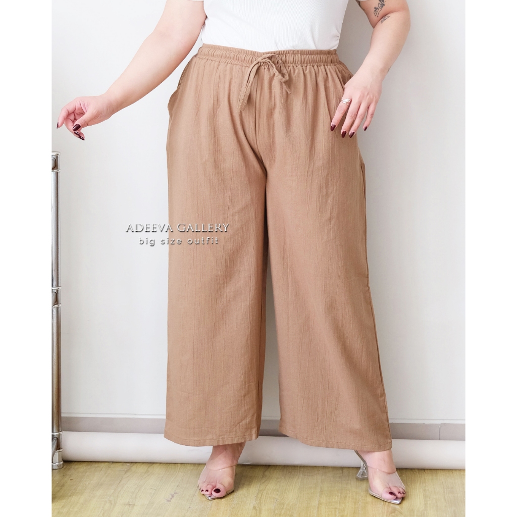 ADEEVA Elva Kulot Linen Crinkle Jumbo Celana Wanita Big Size
