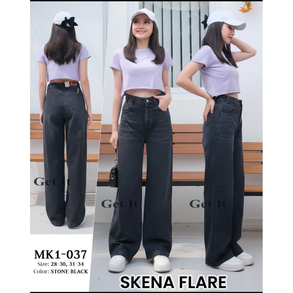 READY CELANA WANITA KULOT SKENNA FLARE DAN JEANSLINE BAHAN SUPER DENIM SIZE 28 SAMPAI 34