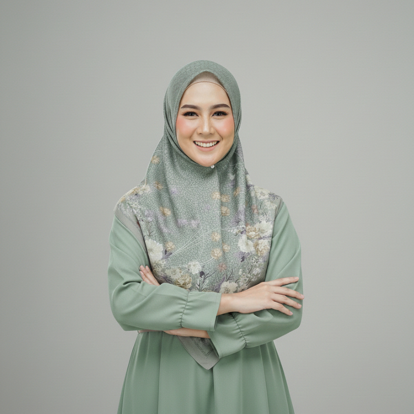 Mama In Fashion - Jilbab Syari Segi Empat Voal Motif / Jilbab - Hijab - Kerudung segi empat Motif Te