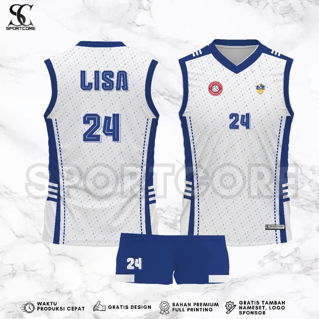 Jersey Voli Cewek Fullprinting Custom Nama Nomer