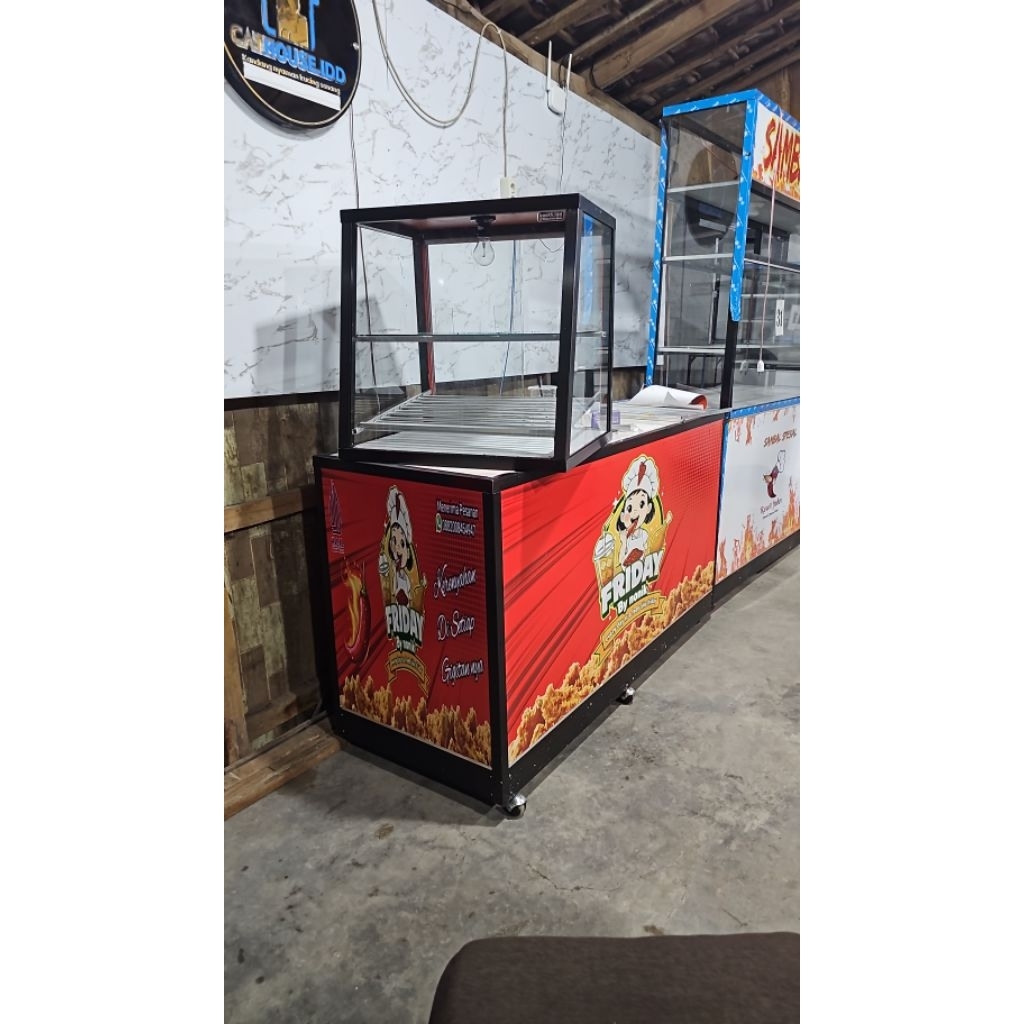 meja chicken  rombong gerobak