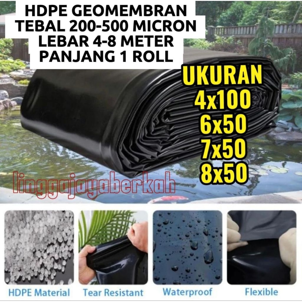 HDPE GEOMEMBRAN TEBAL 200-500 MICRON LEBAR 4-8 METER PANJANG 1 ROLL
