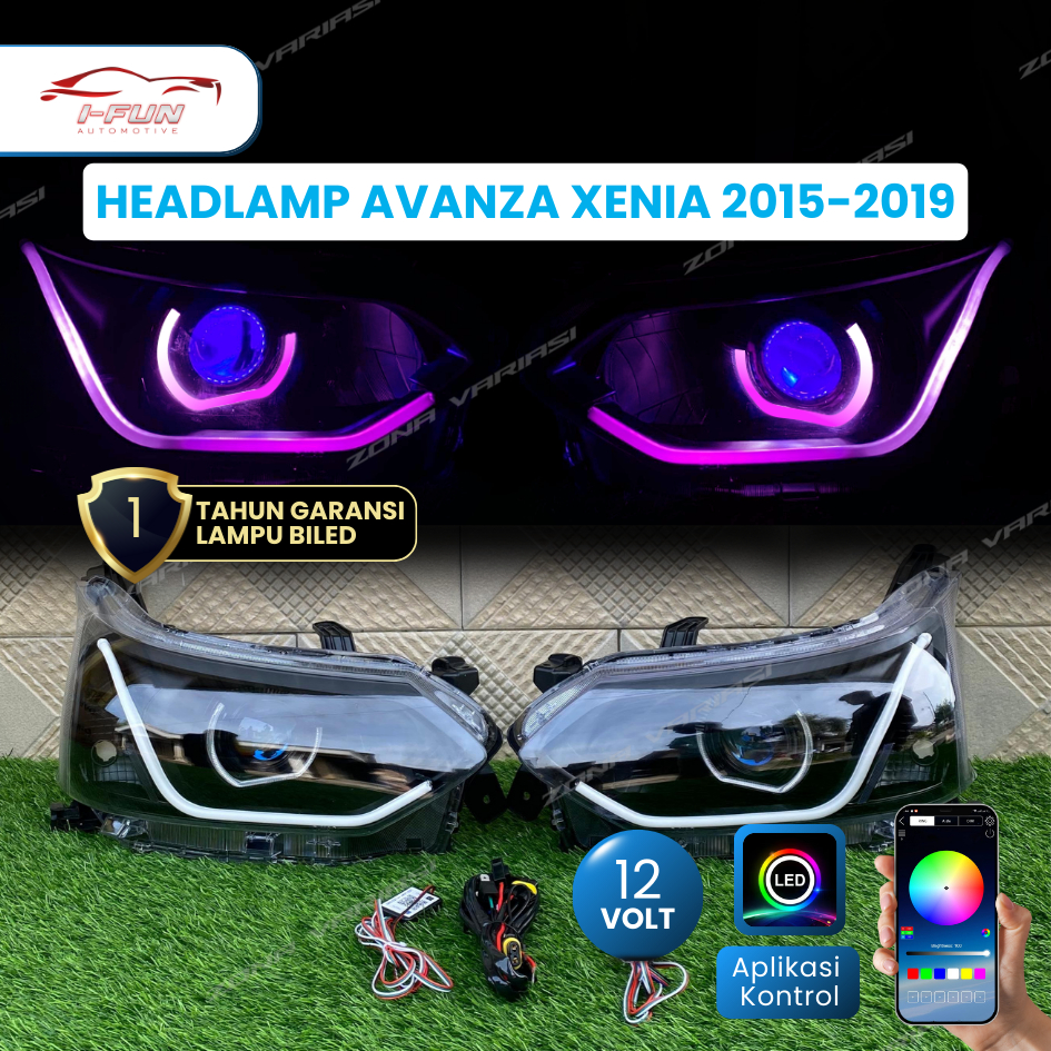 Headlamp Biled Mobil Avanza Xenia 2015 2019 Custom RGB Head Lamp PNP Lampu Depan Avanza Xenia