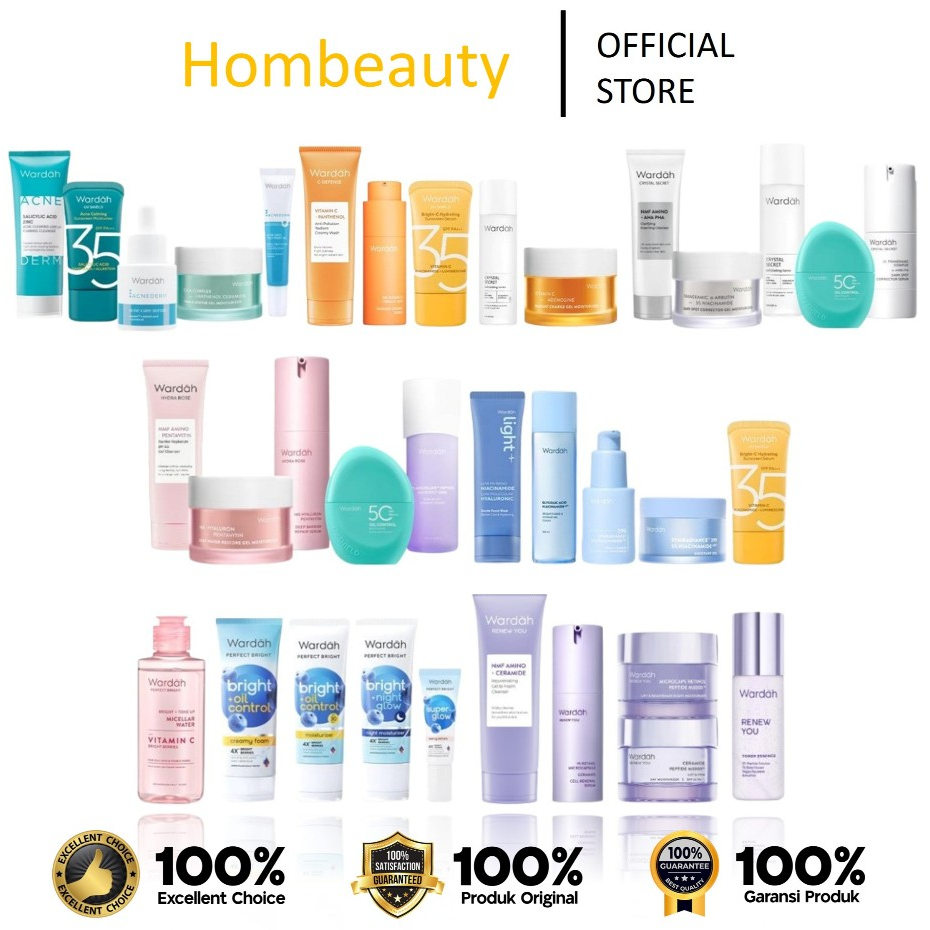 [BUNDLING] Wardah Paket Skincare Solusi Masalah Kulit All Series Skincare - (Acnederm Set, C-Defense