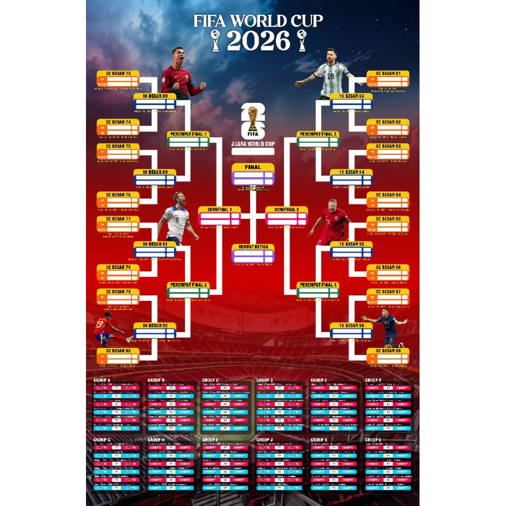 Pre Order Poster jadwal piala dunia fifa 2026