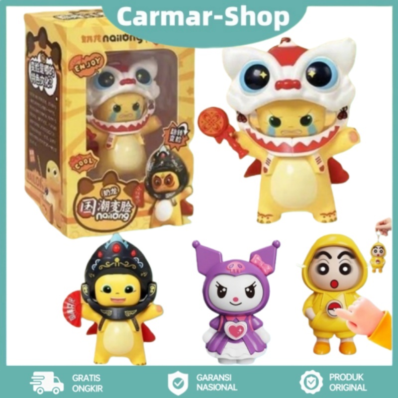 [Mainan Dino Kuning Barongsai]Mainan Nailong Dino Kuning Bisa Berubah Wajah Kuromi Shinchan Sanrio
