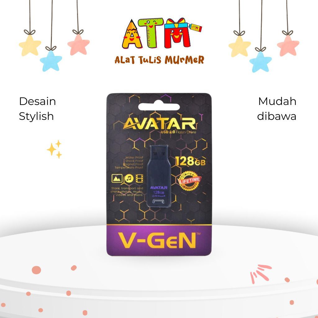 FLASHDISK/MICRO SD/V-GEN USB 2.0 AVATAR  128 GB ( BLACK)