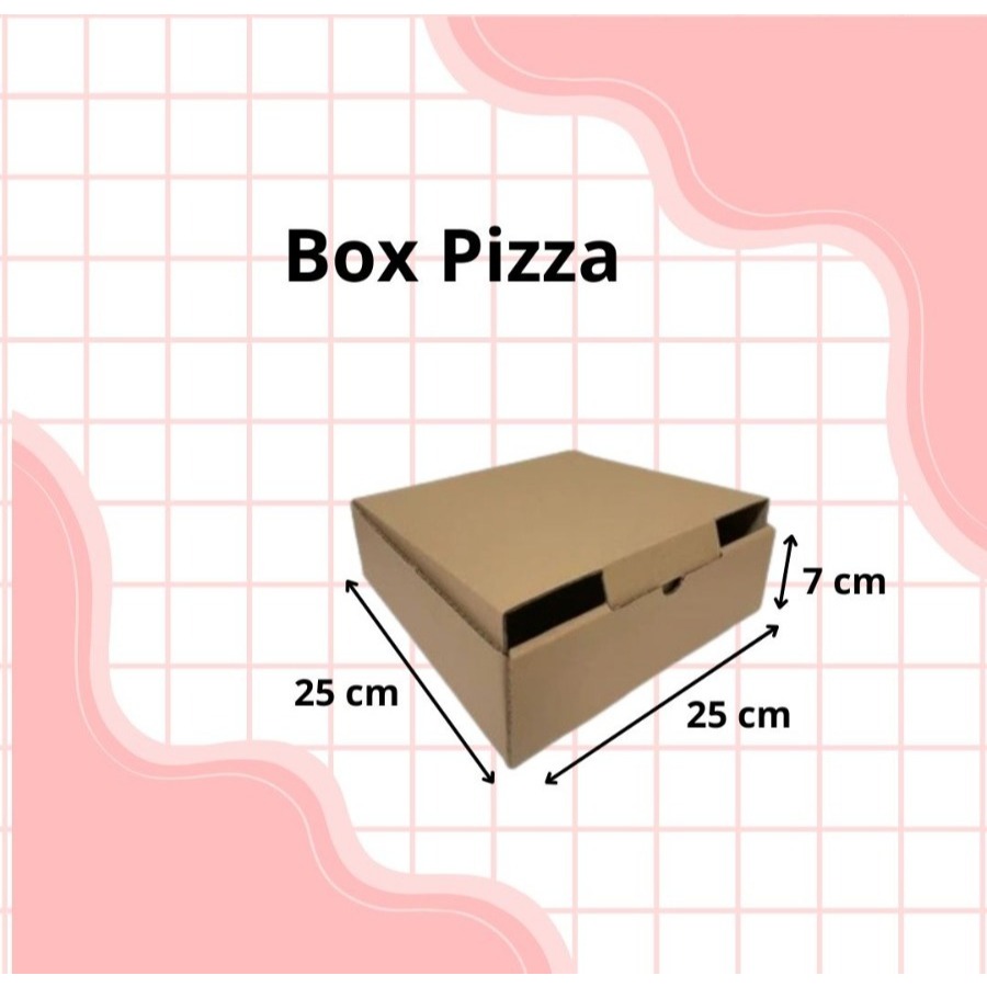 Kardus / Kotak Box Pizza Ukuran 25x25x7 Cm Die Cut