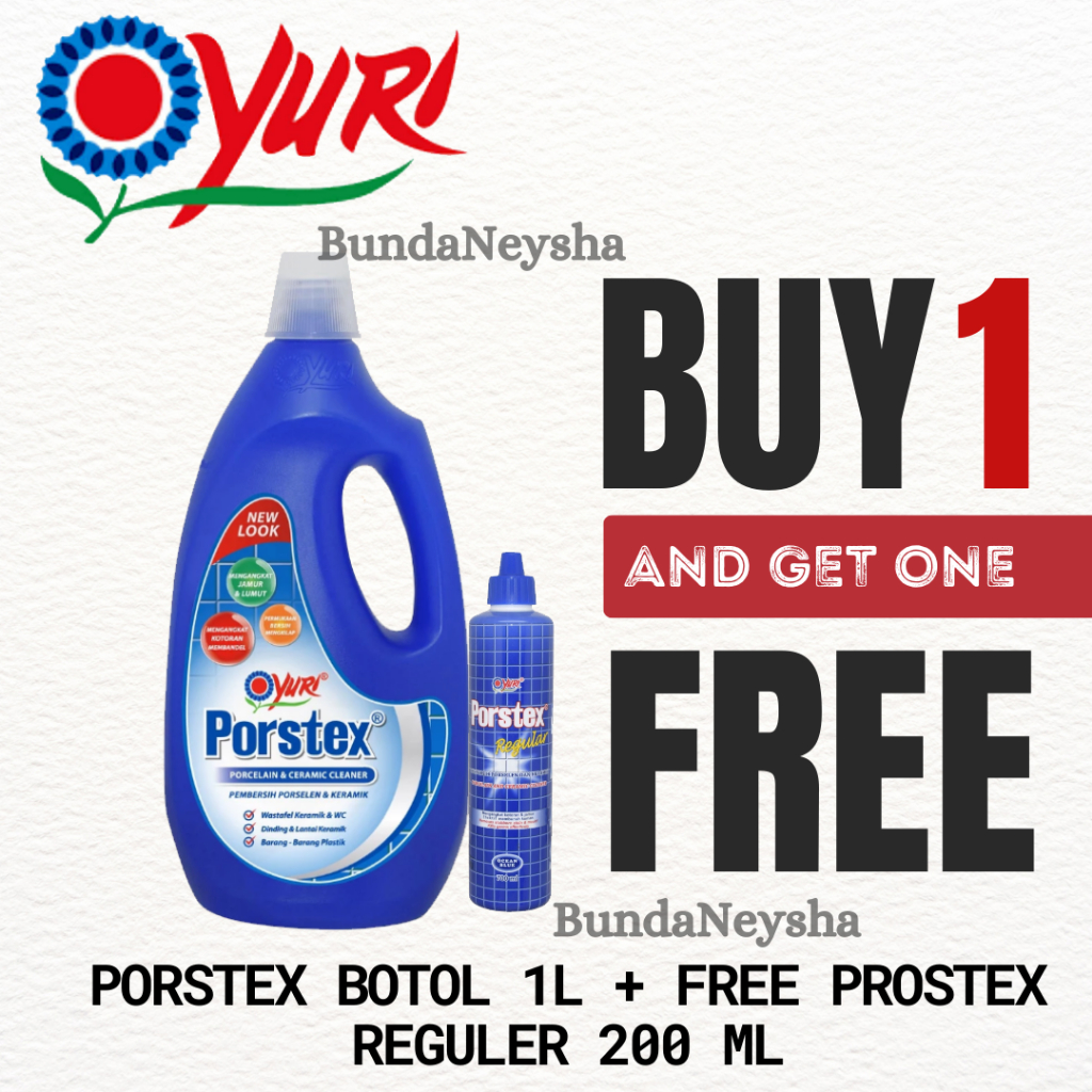 BOGOF YURI PORSTEX 1000ml/1L WL +FREE PORSTEX REGULER 160 ML