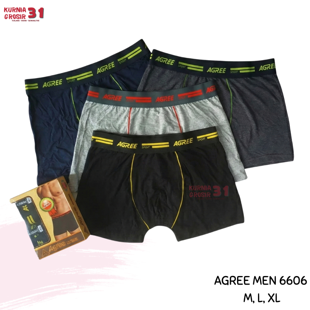 [ISI 2] CD Pria AGREE 6606 Boxer Bahan Katun Boxer  / Boxer Agree Premium
