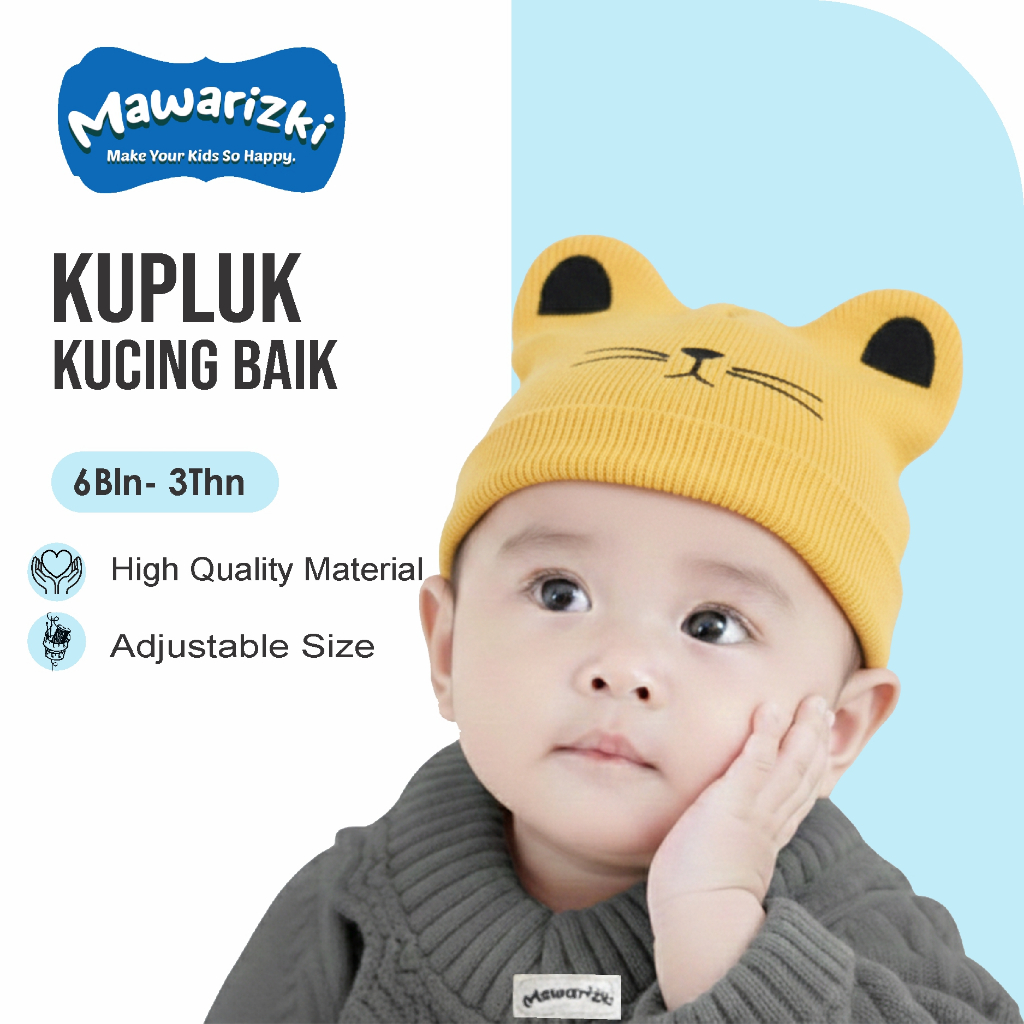 Topi Kupluk Rajut Kucing Anak Bayi Laki Perempuan Import