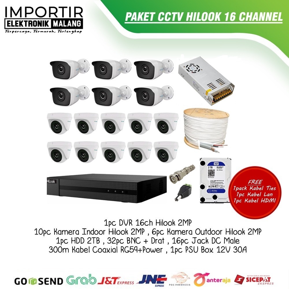 Paket cctv hikvision 16channel 16 kamera paket cctv lengkap